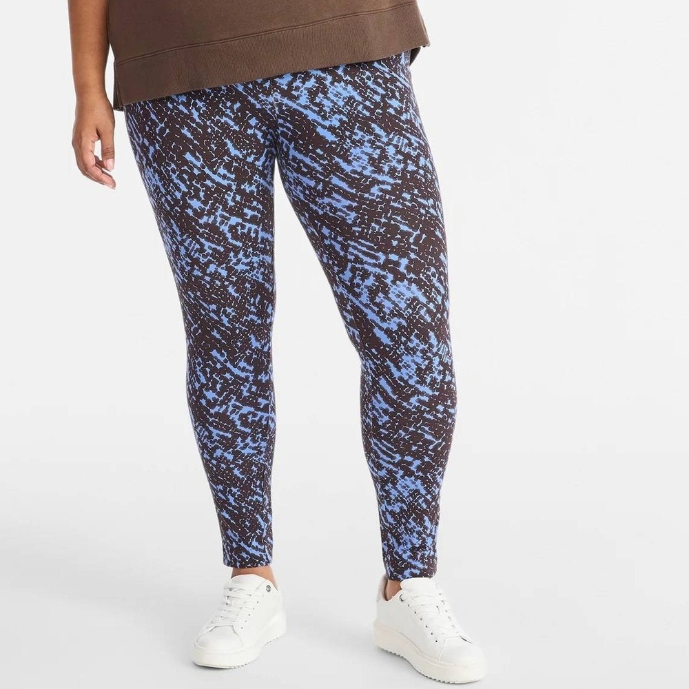 TERRA & SKY High Waist Leggings Sz 26W Snake Texture Blue Breeze Choc Brown NWT